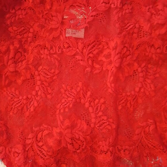 Cacique Lingerie Vintage Women's Red Floral Lace Teddy SZ L  EUC - Picture 4 of 8